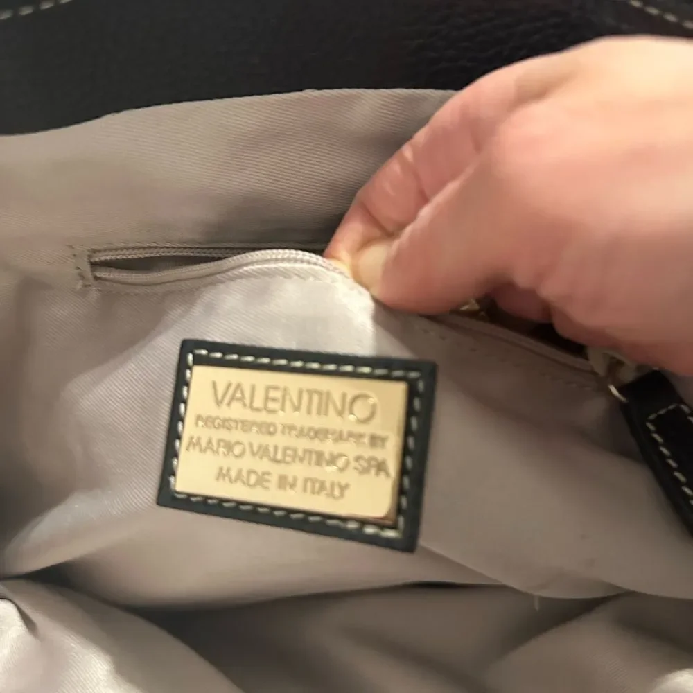 Valentino Black Leather Tote with Stitch Detail